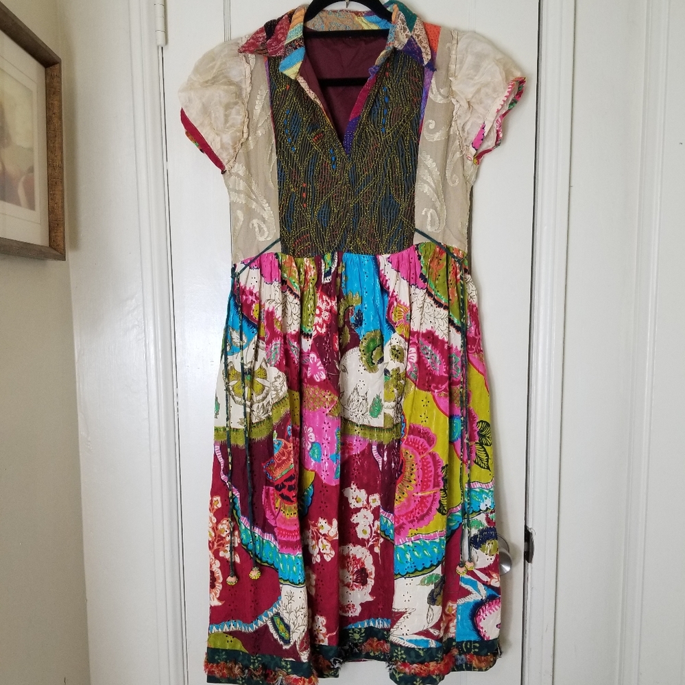 Floral Multicolored Multimedia Patchwork Boho Sho… - image 1